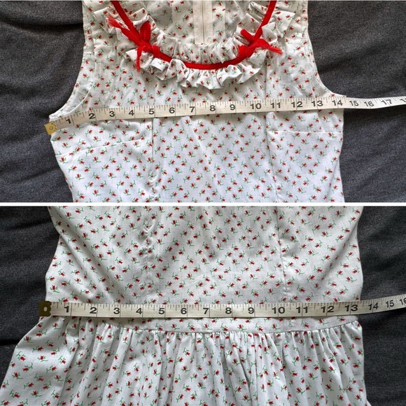 Handmade Vintage Floral Sleeveless Summer Dress with Ruffle Trim Size Small - Picture 7 of 12